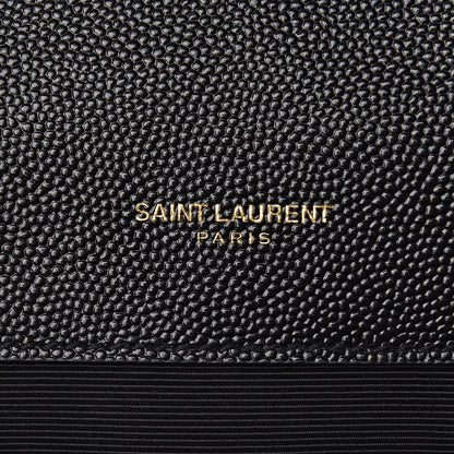 Saint Laurent Grain De Poudre Textured Mixed Matelasse Triquilt Medium Monogram Satchel Black 6 of 10