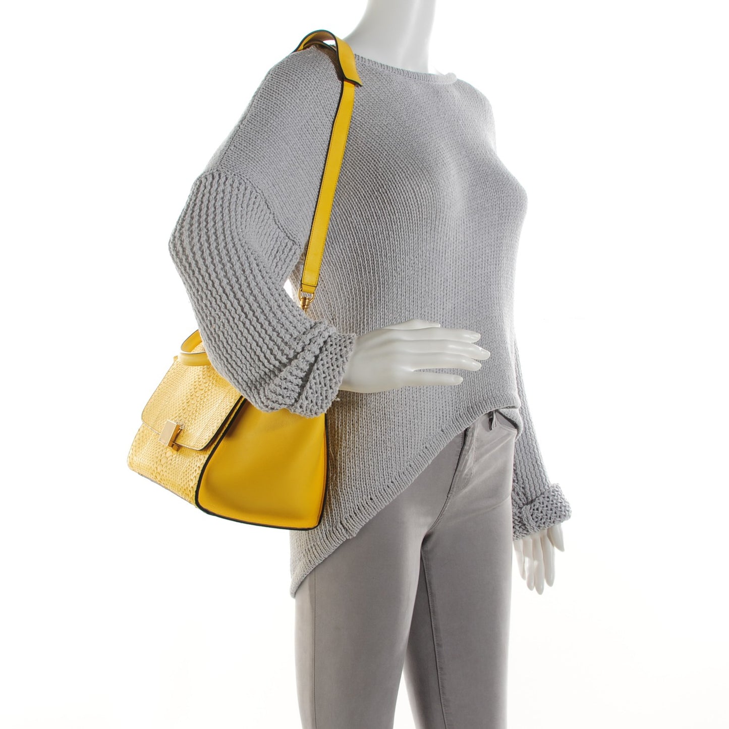 Python Calfskin Small Trapeze Mimosa