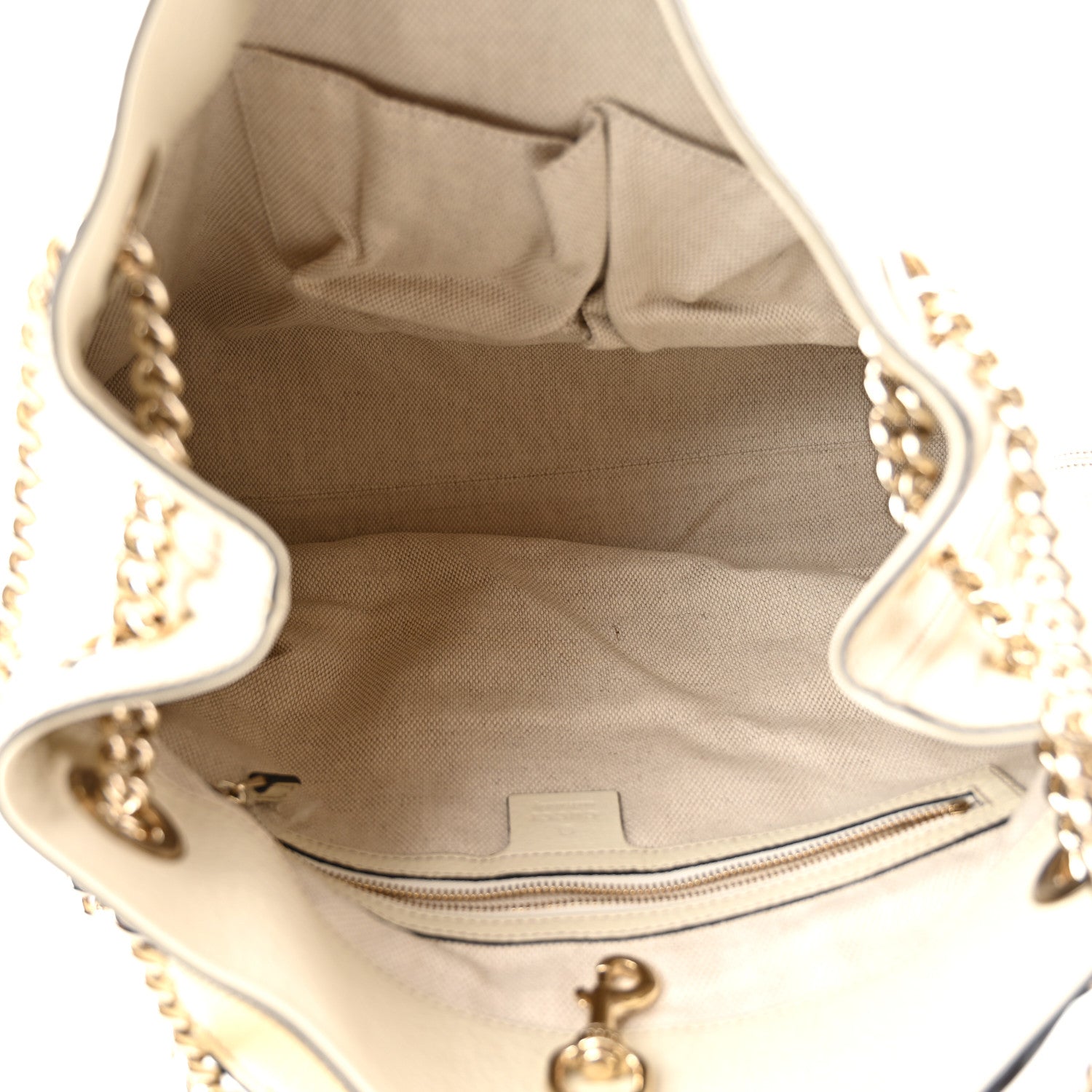 Gucci Pebbled Calfskin Medium Soho Chain Shoulder Bag Off White 4 of 9