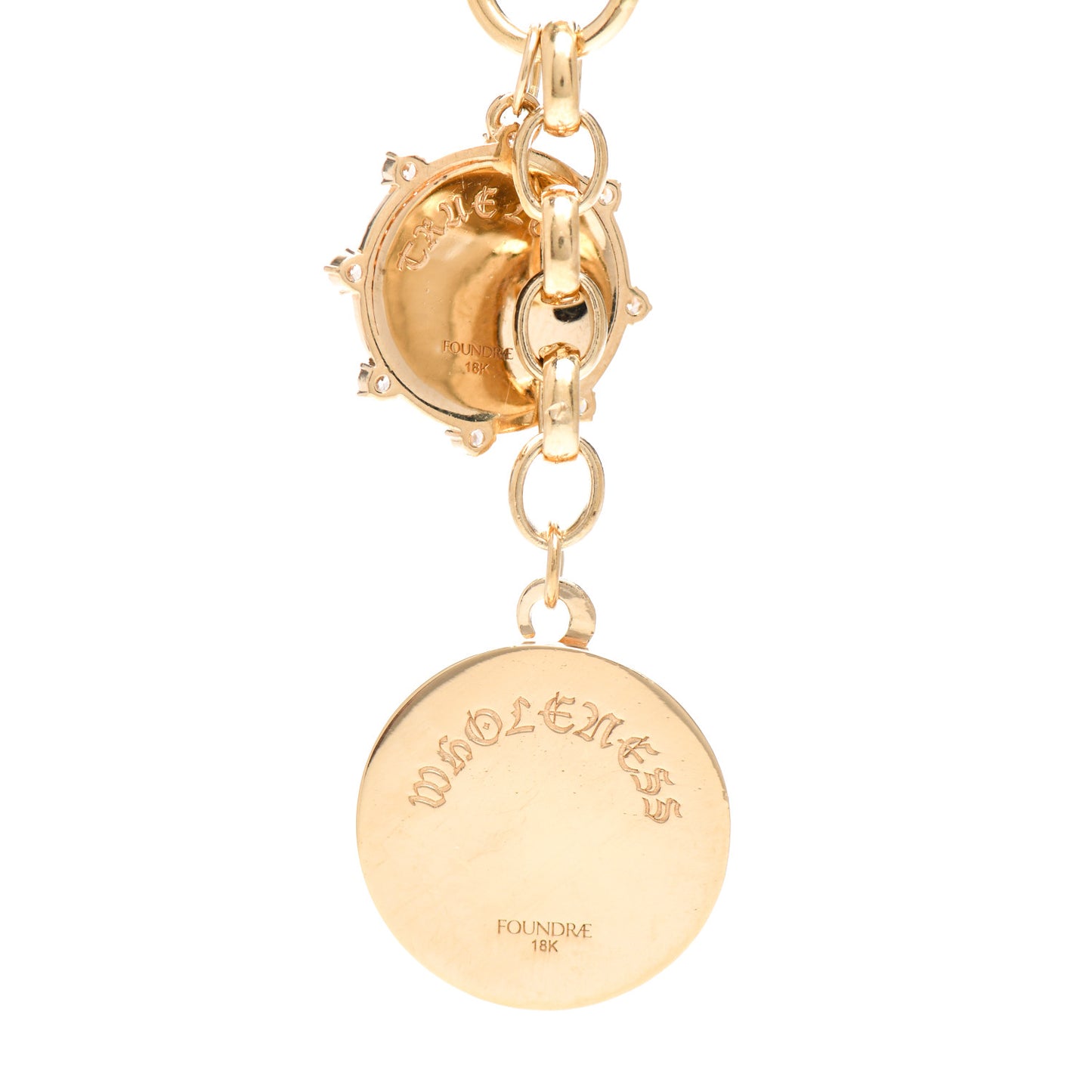 18K Yellow Gold Diamond Medium Wholeness Mixed Belcher Chain Charm Necklace