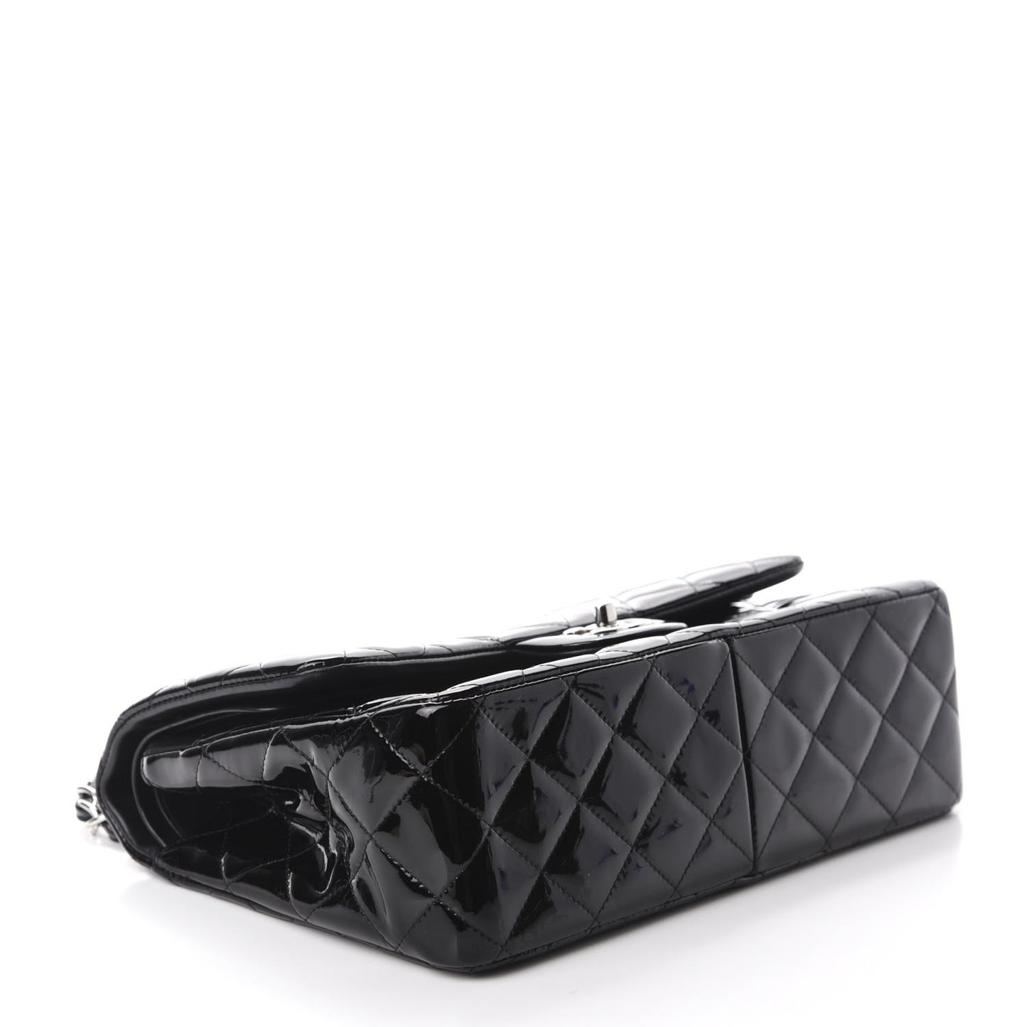 Patent Quilted Jumbo Double Flap Black