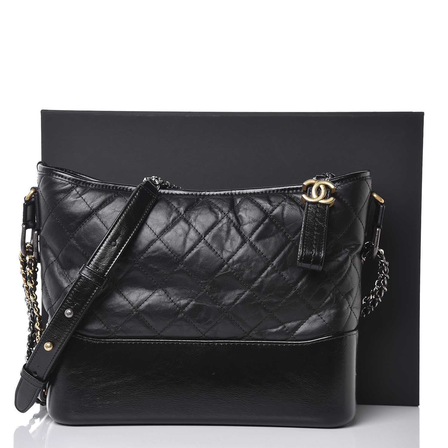Chanel Aged Calfskin Quilted Medium Gabrielle Hobo Black 8 of 8
