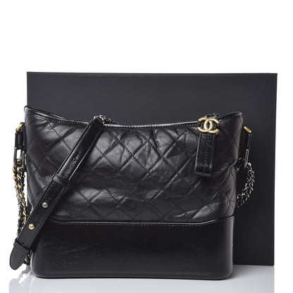 Chanel Aged Calfskin Quilted Medium Gabrielle Hobo Black 8 of 8