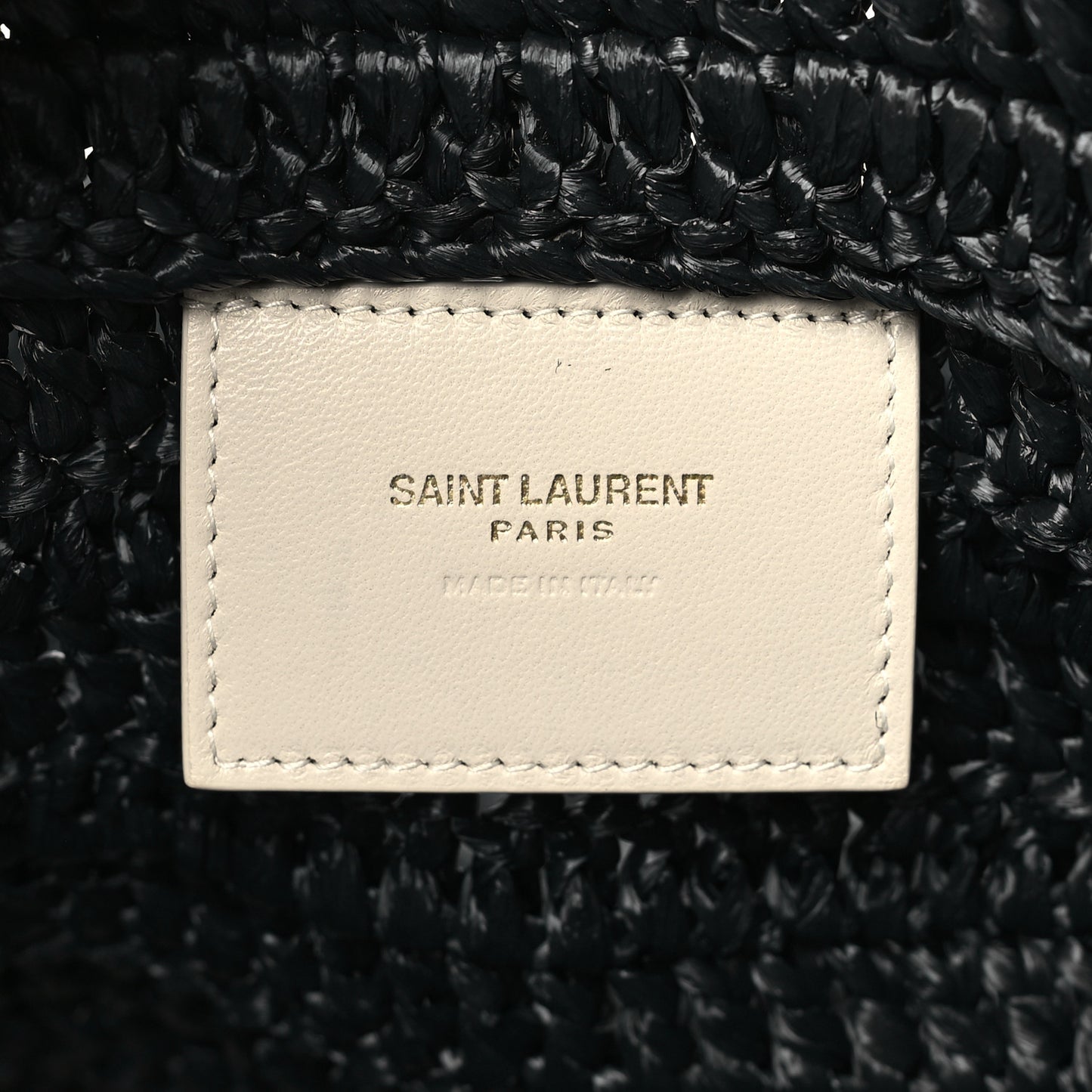 SAINT LAURENT Raffia Rive Gauche Tote Black