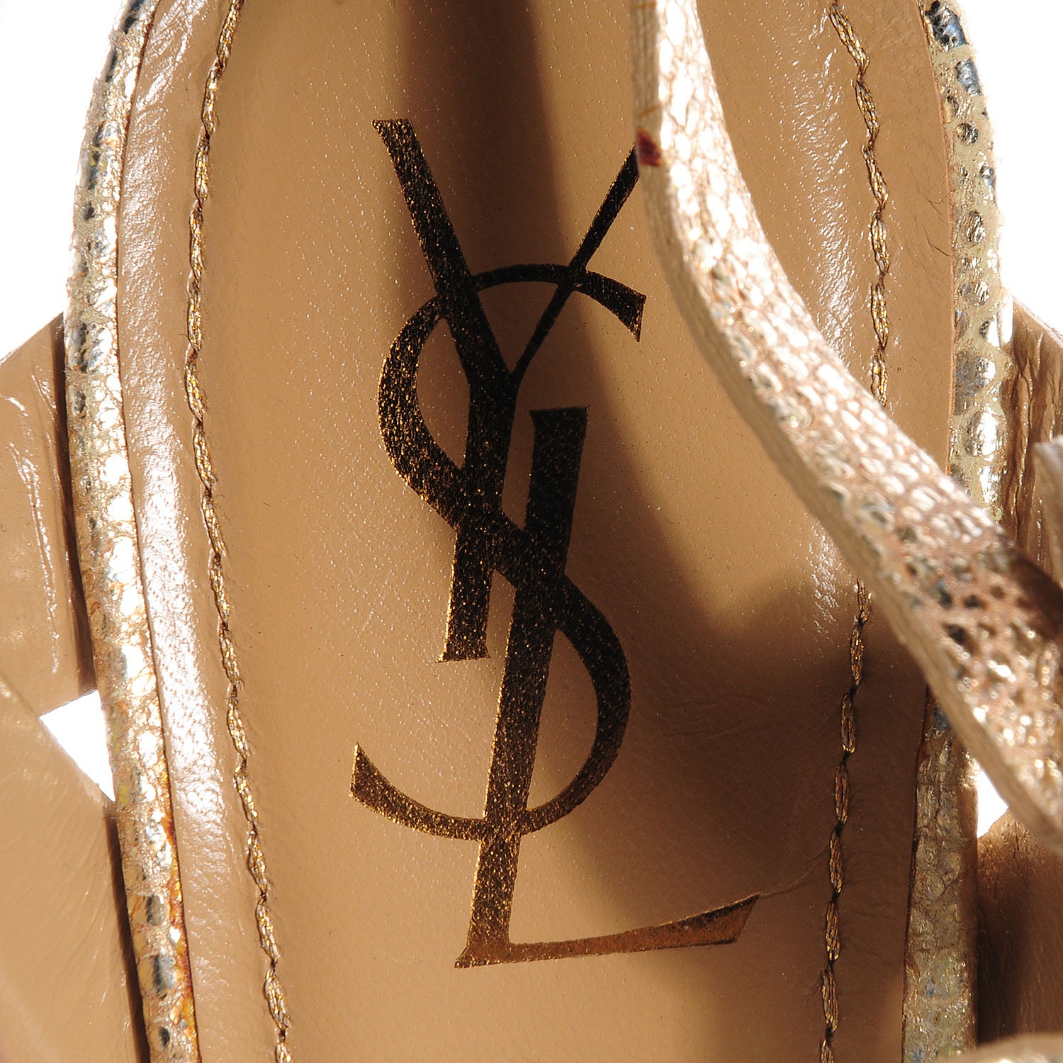 Saint Laurent Metallic Crackled Calfskin Tribute 105 Platform Sandals Gold 40 8 of 11