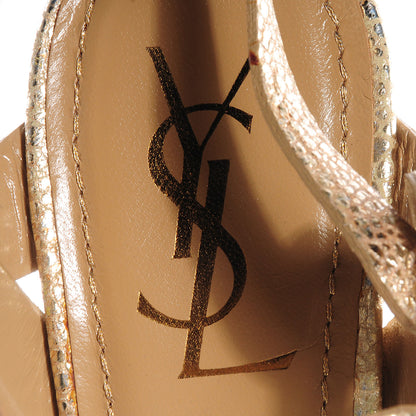 Saint Laurent Metallic Crackled Calfskin Tribute 105 Platform Sandals Gold 40 8 of 11