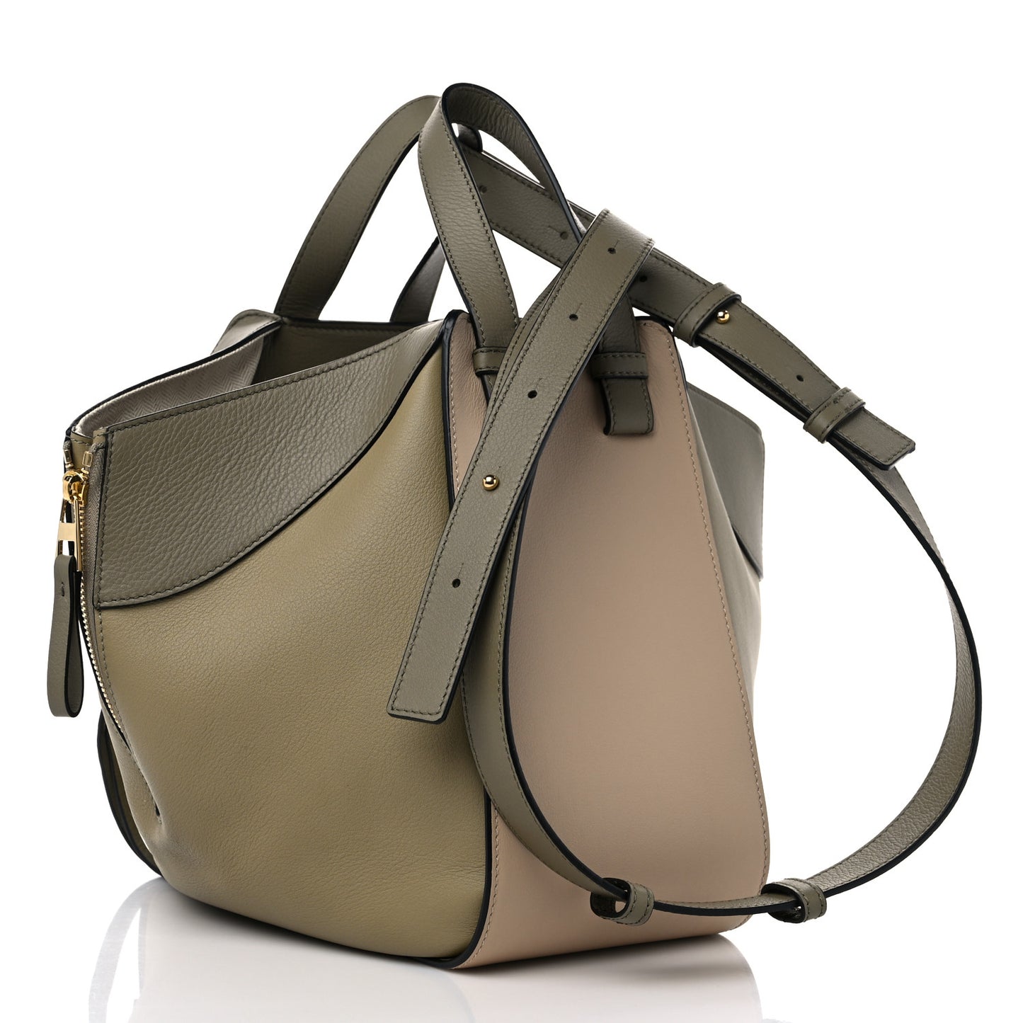 Calfskin Small Hammock Shoulder Bag Clay Green Dusty Beige