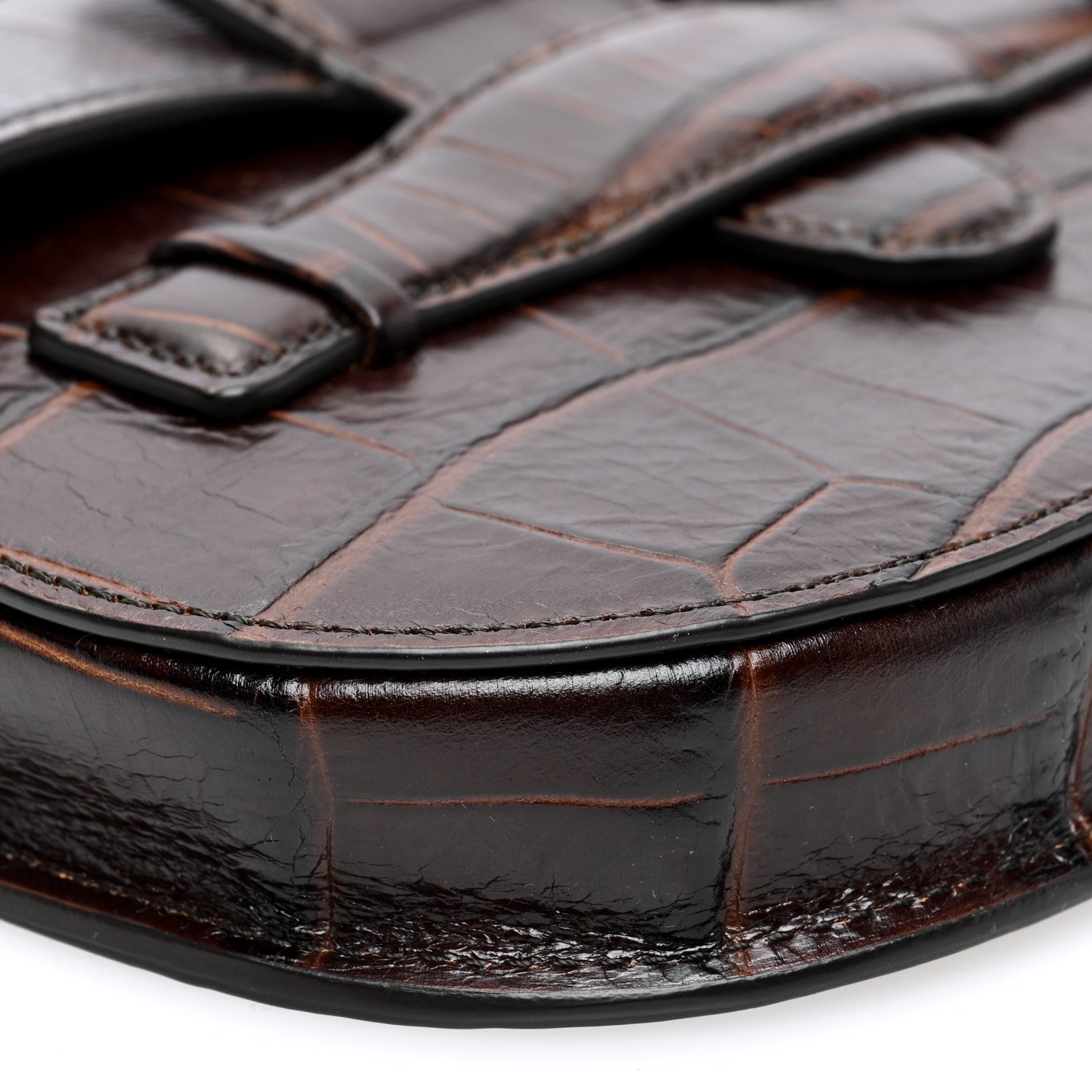 Celine Crocodile Embossed Calfskin Mini Symmetrical Bag Brown 8 of 9