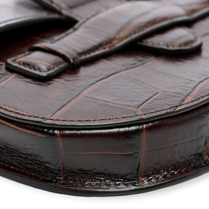 Celine Crocodile Embossed Calfskin Mini Symmetrical Bag Brown 8 of 9