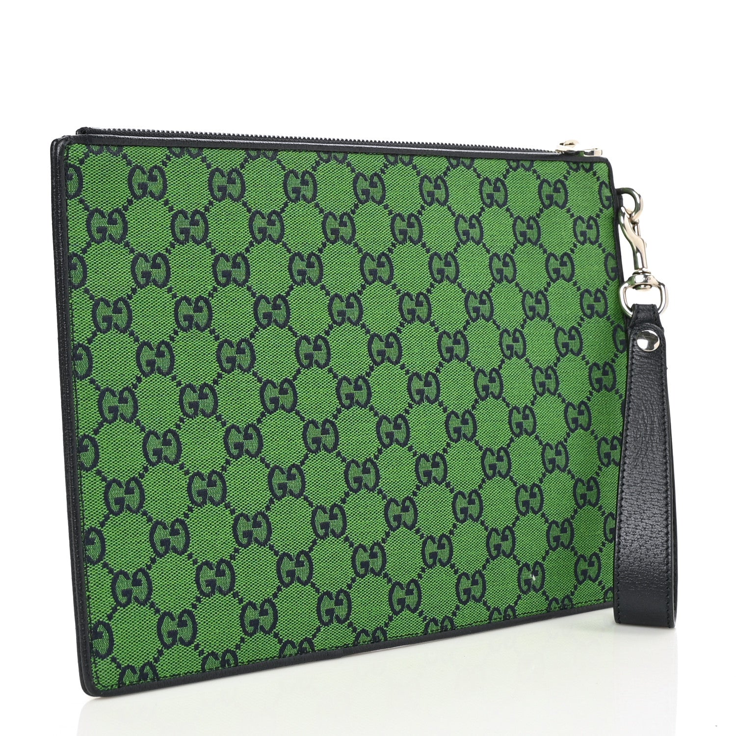 Gucci Monogram Multicolor Retro Interlocking G Wristlet Pouch Green Blue 2 of 5