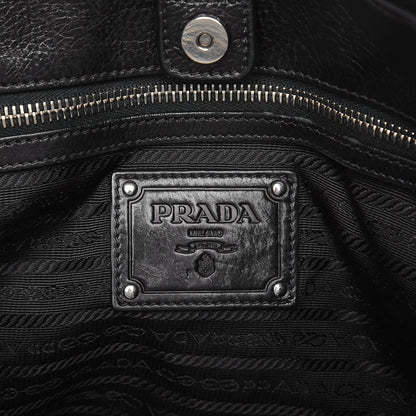 Prada Soft Calf Pleated Shoulder Bag Nero Black 6 of 12