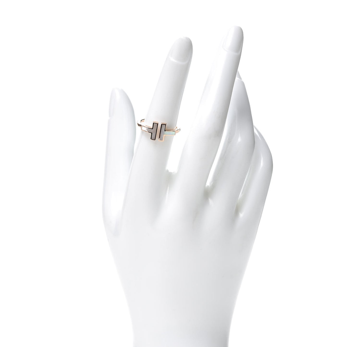 18K Rose Gold Mother of Pearl T Wire Ring 53 6.5
