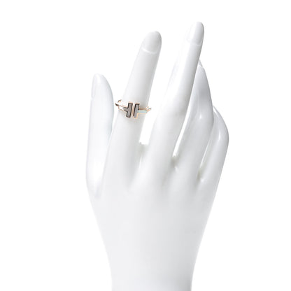 Tiffany 18K Rose Gold Mother of Pearl T Wire Ring 53 6.5 2 of 5