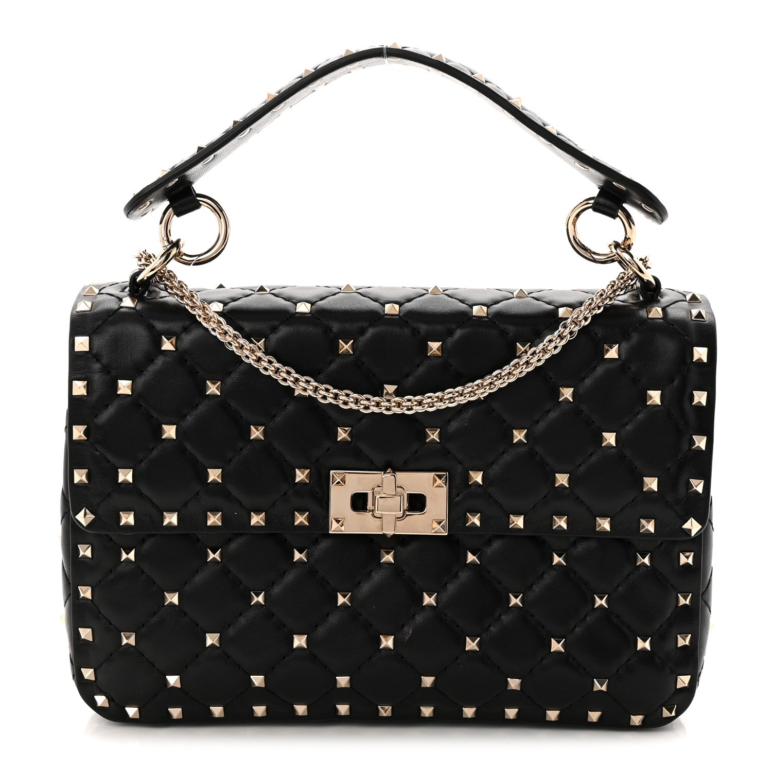 Valentino Garavani Nappa Medium Rockstud Spike Shoulder Bag Black 1 of 9