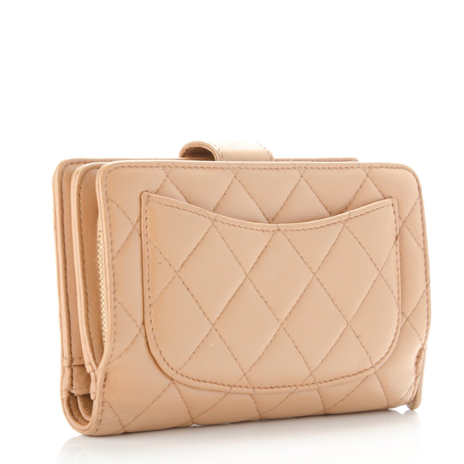 Chanel Lambskin Quilted Zipped Pocket Wallet Beige 3 of 9