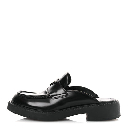 Prada Spazzolato Triangle 40mm Loafer Mules 37 Black 1 of 16