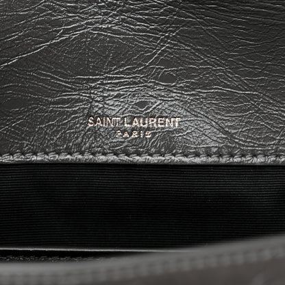 Saint Laurent Crinkled Calfskin Matelasse Monogram Baby Niki Chain Satchel Storm 6 of 11