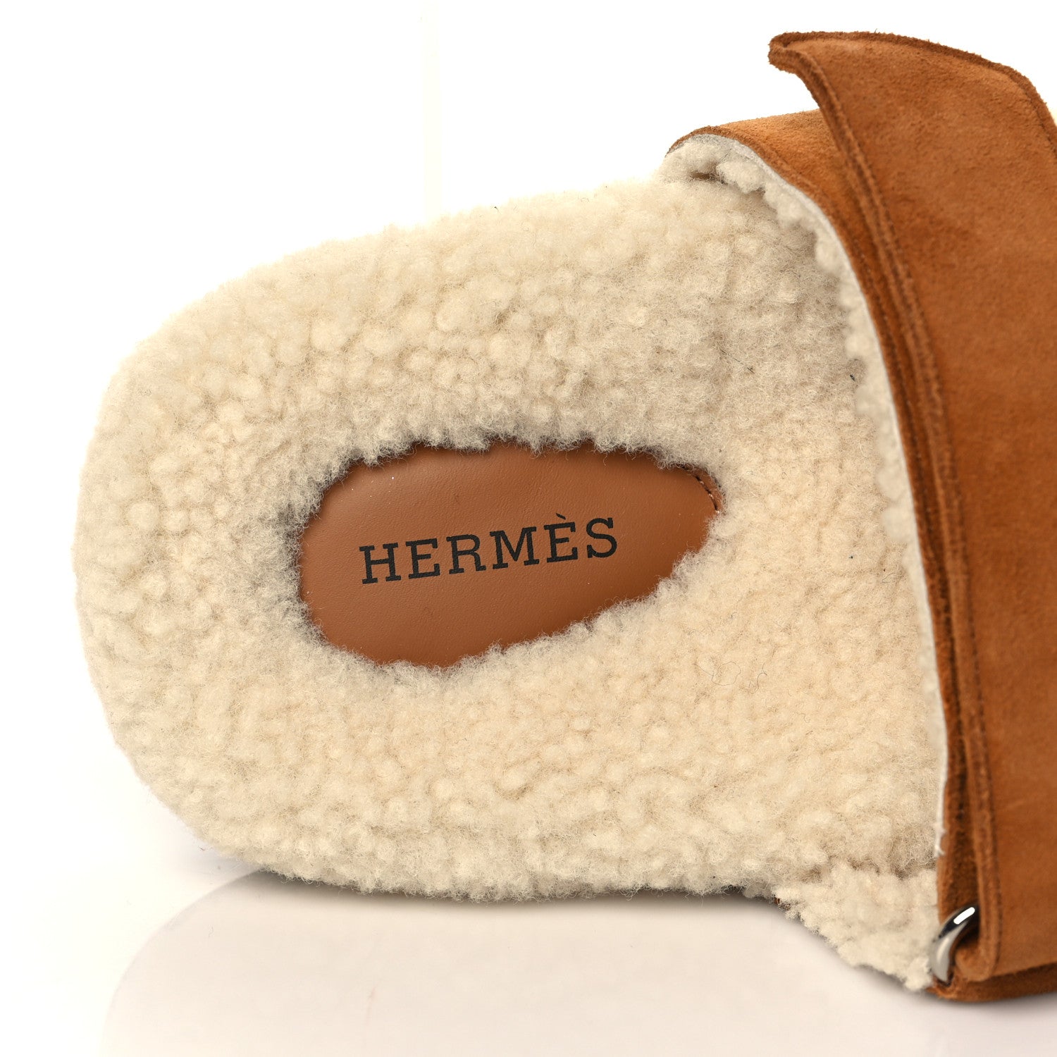 Hermes Suede Goatskin Woolskin Womens Chypre Sandals 37 Naturel Ecru 7 of 8