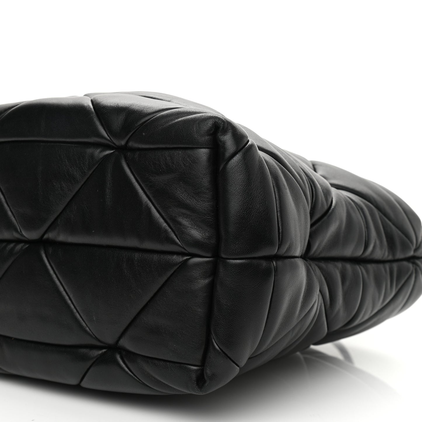 Nappa Re-Nylon Triangle Quilted Patchwork System Tote Black