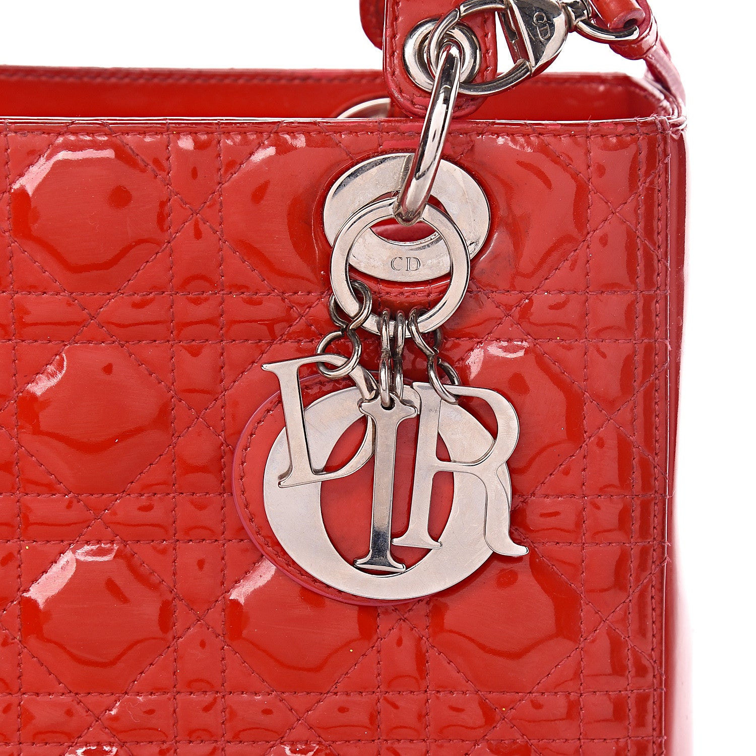 Christian Dior Patent Cannage Whipstitch Medium Lady Dior Red 28 of 28