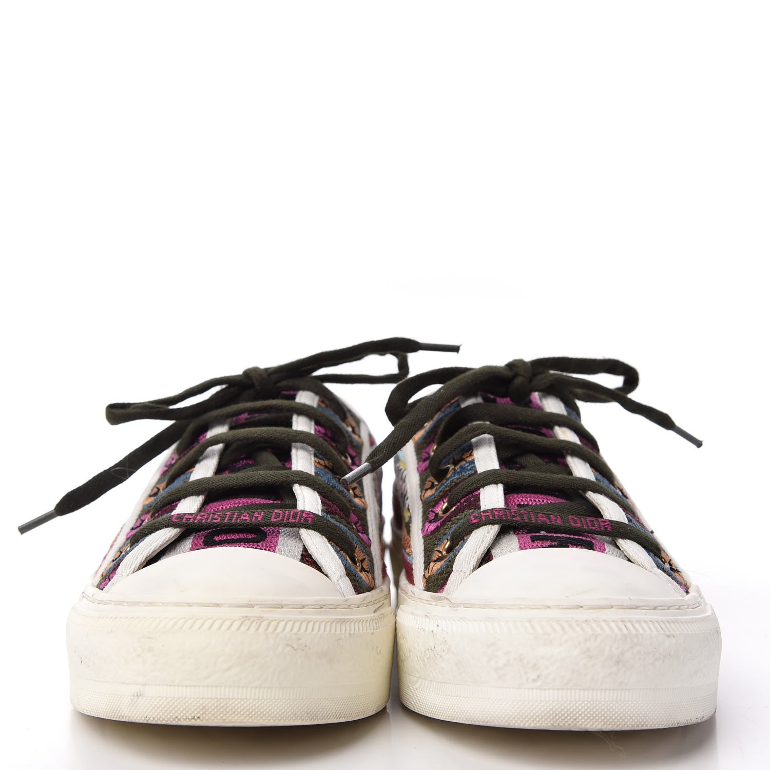 Christian Dior Canvas Ethnic Embroidered Womens Walk'N'Dior Low Top Sneakers 38.5 Fuchsia 2 of 9