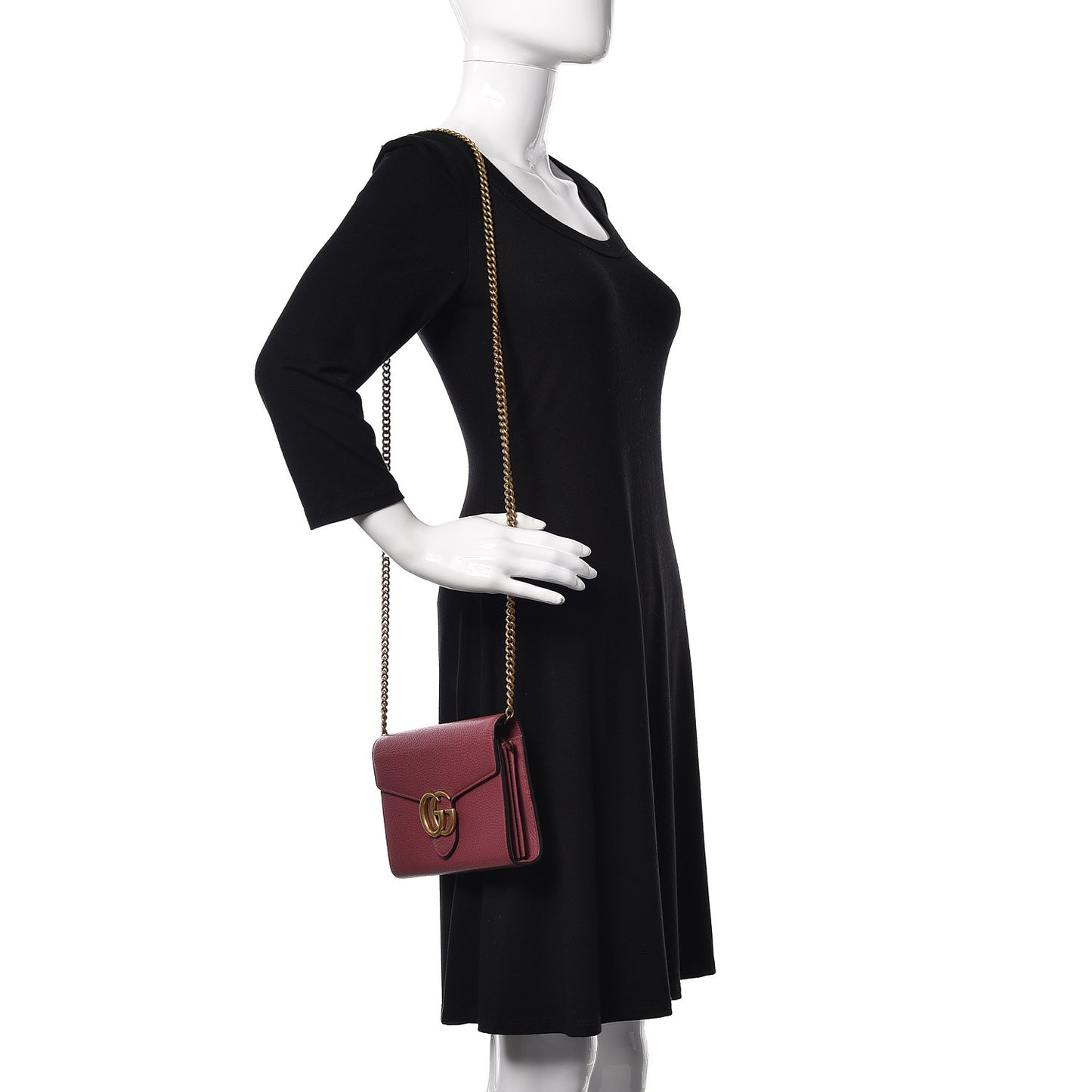 Cellarius Calfskin GG Marmont Chain Wallet Dry Rose