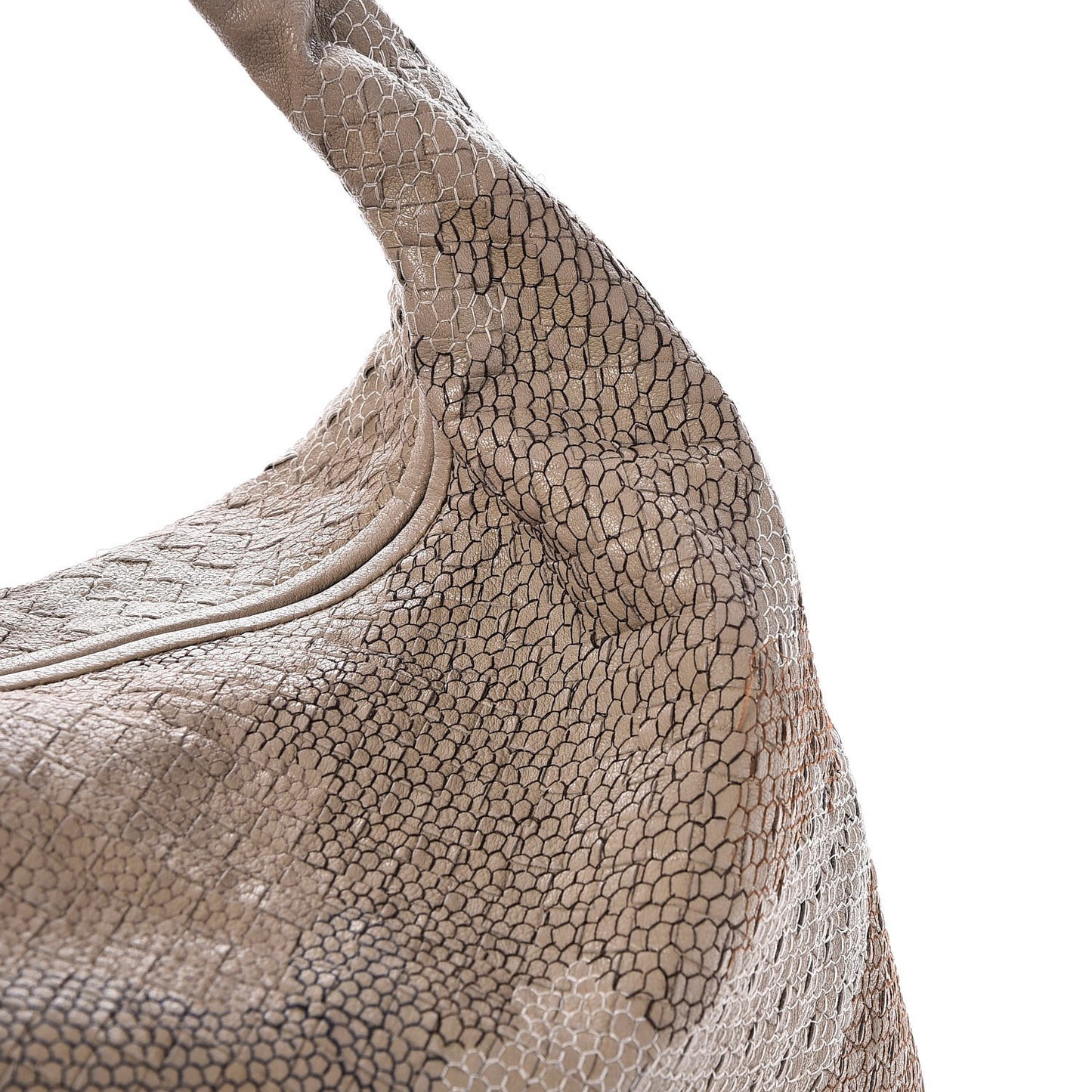 Nappa Intrecciato Camo Embroidered Maxi Veneta Hobo Taupe