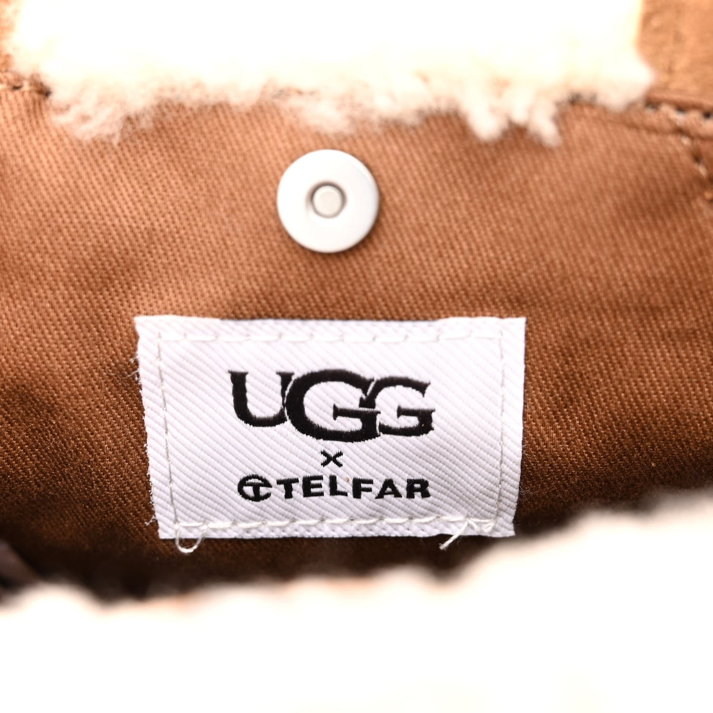 X UGG Suede Shearling Small Shopping Bag Chestnut