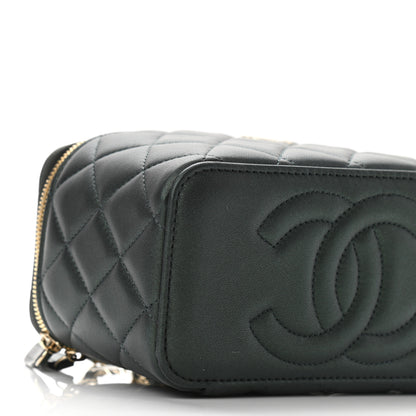 Chanel Iridescent Lambskin Quilted Small Top Handle Vanity Case With Chain Green 9 of 11