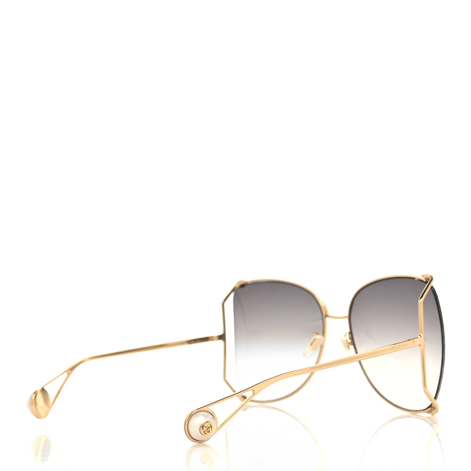 Gucci Oversized Round Sunglasses GG0252S Gold Brown 4 of 8