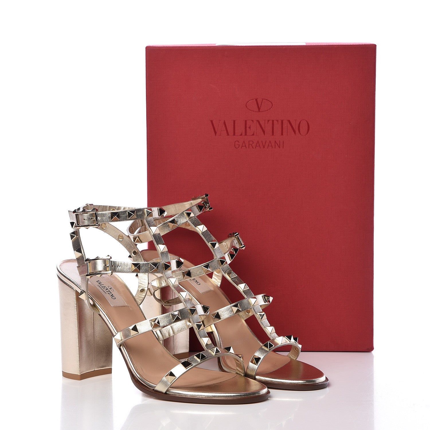 Valentino Garavani Metallic Calfskin Rockstud 90mm City Sandals 39.5 Platino 8 of 8