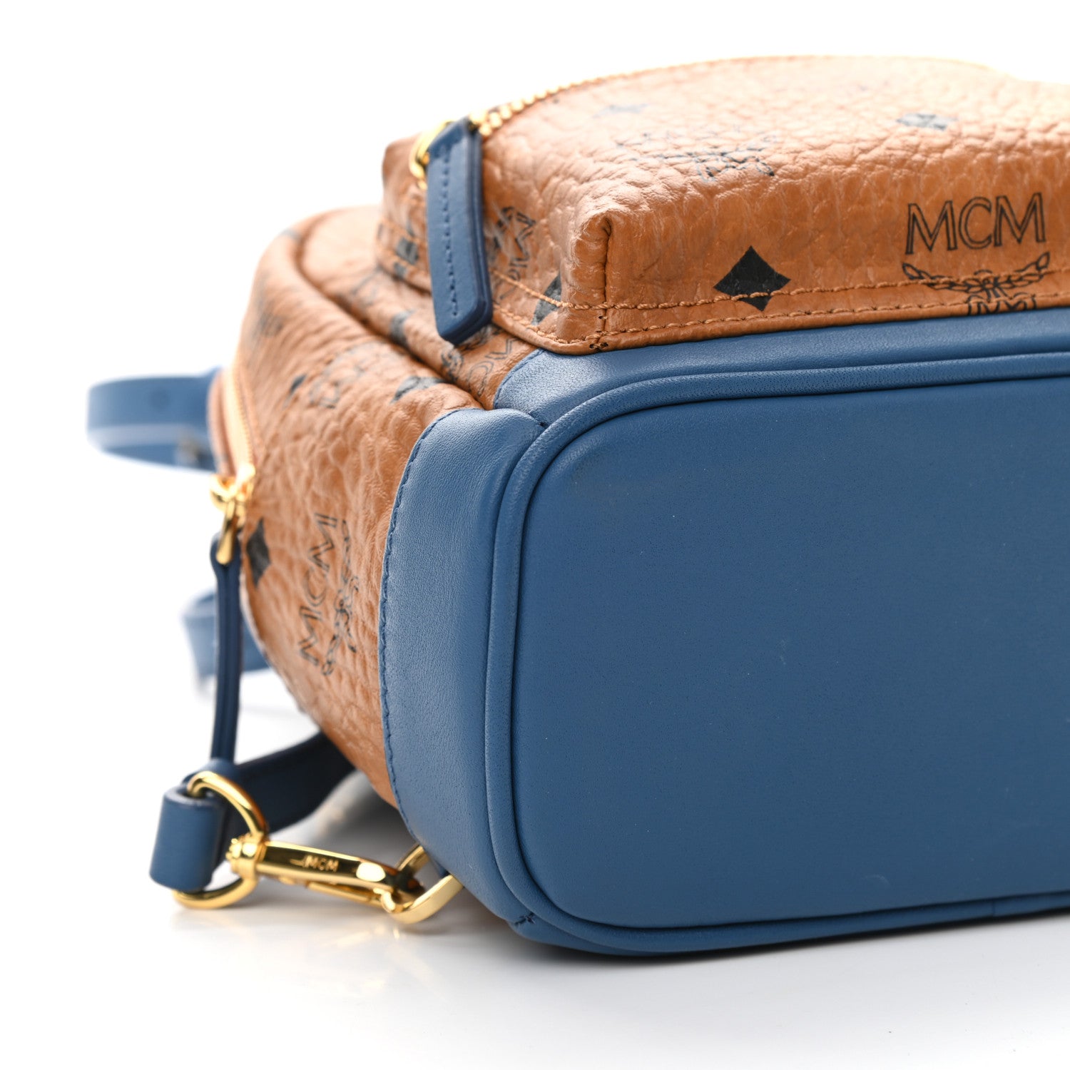 MCM Visetos X-Mini Stark Backpack Cognac Blue 8 of 9