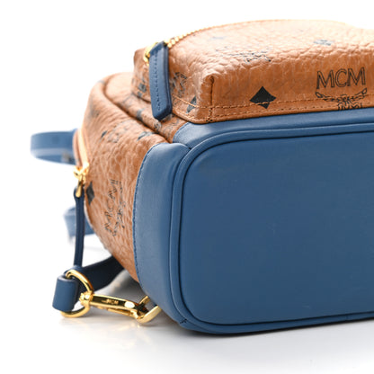 MCM Visetos X-Mini Stark Backpack Cognac Blue 8 of 9