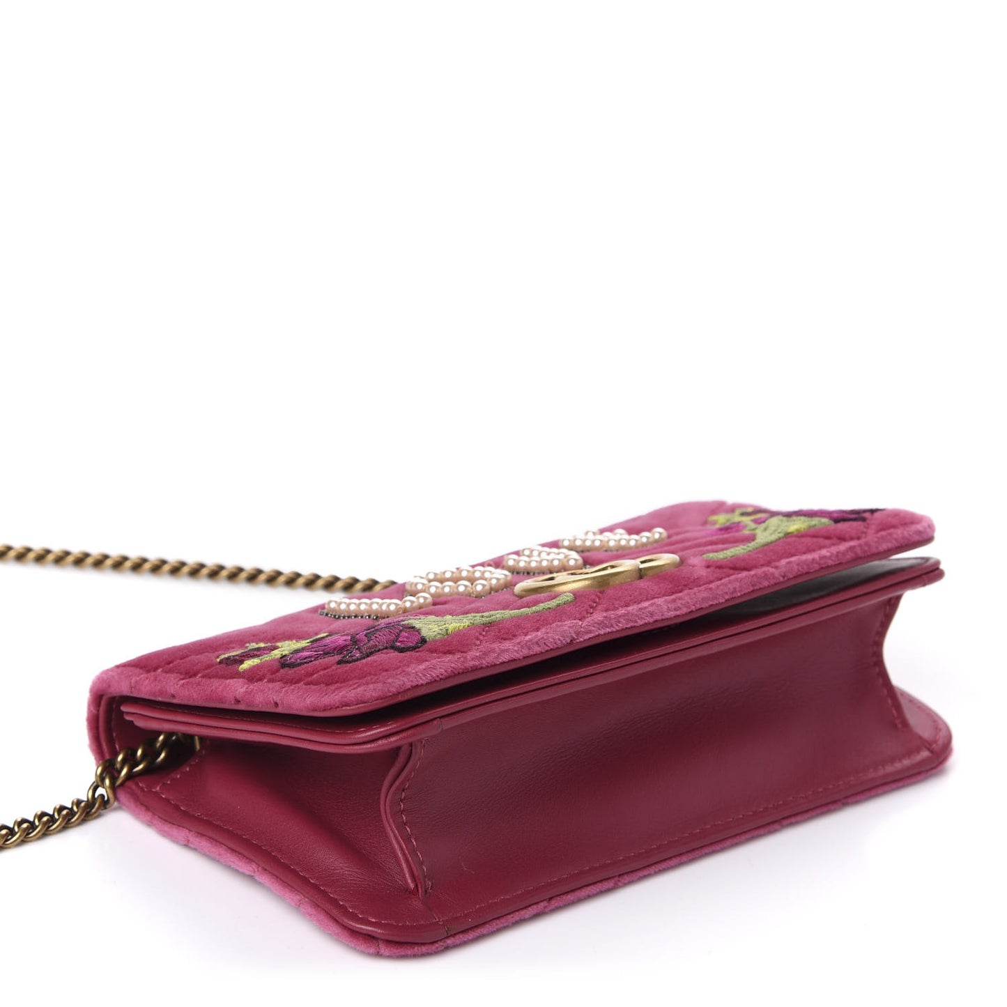 Velvet Matelasse Love Embroidered GG Marmont Mini Bag Light Raspberry Rose