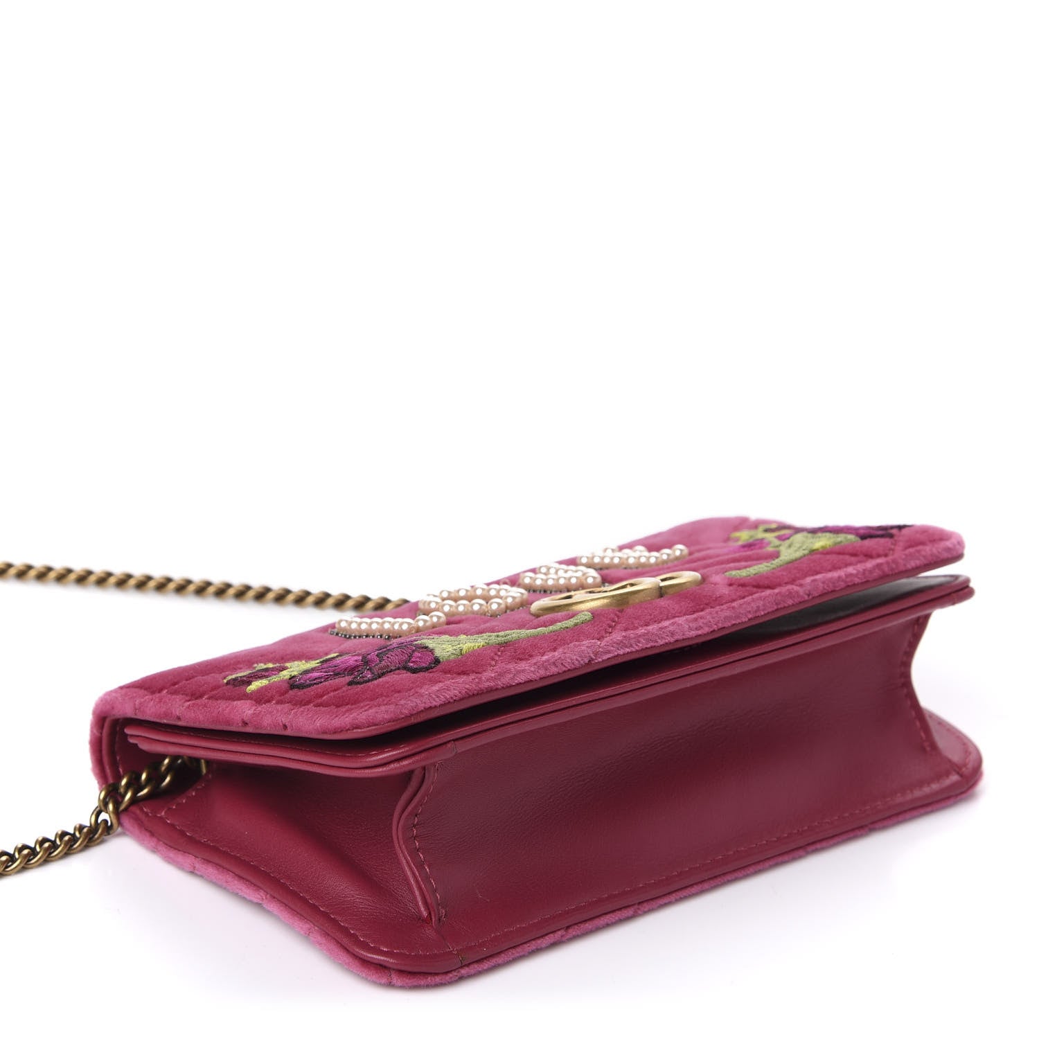 Gucci Velvet Matelasse Love Embroidered GG Marmont Mini Bag Light Raspberry Rose 4 of 11