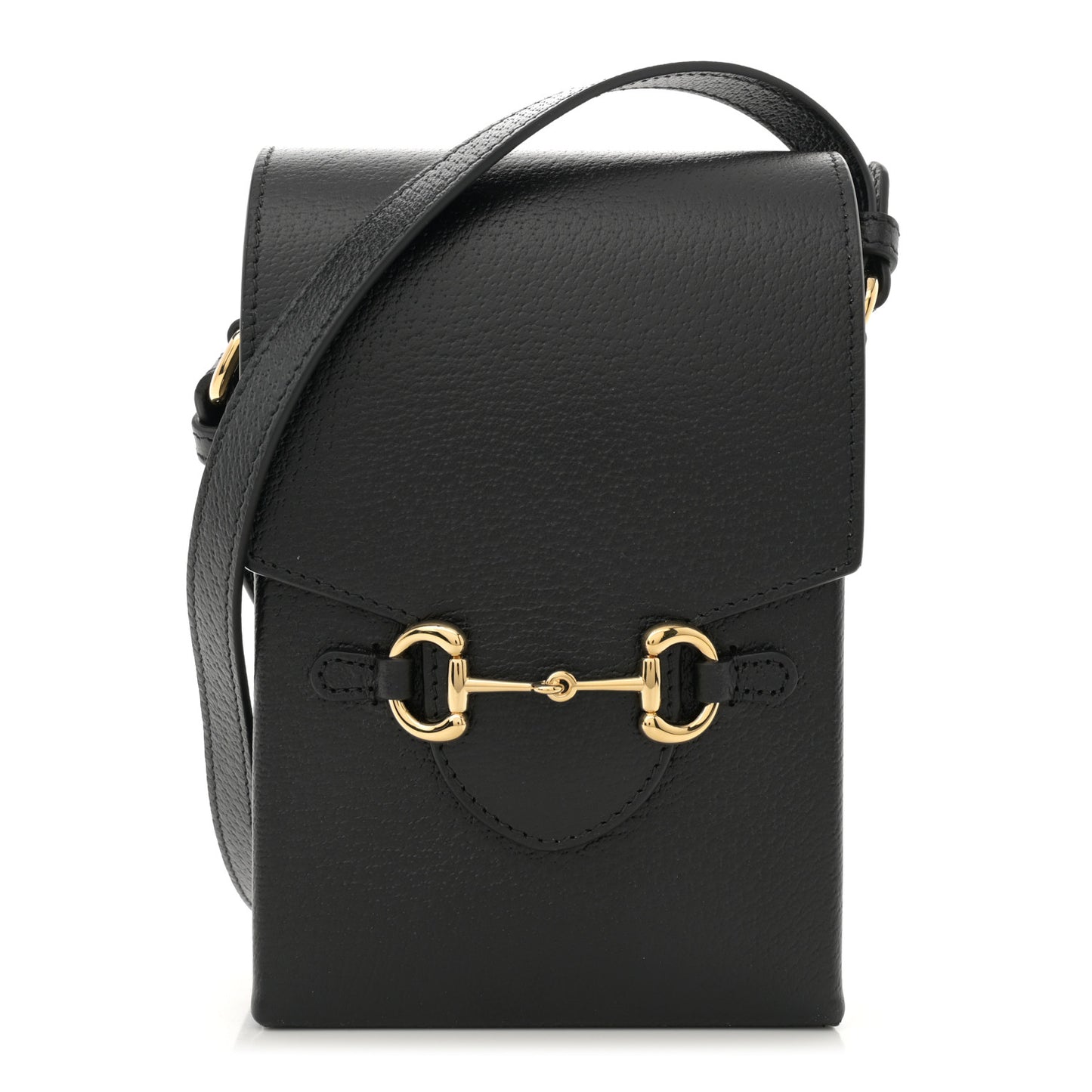 Dollar Calfskin Vertical Horsebit 1955 Crossbody Bag Black