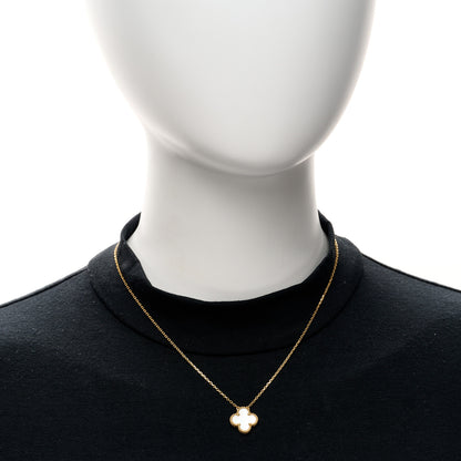 Van Cleef & Arpels 18K Yellow Gold Mother of Pearl Vintage Alhambra Pendant Necklace 2 of 5