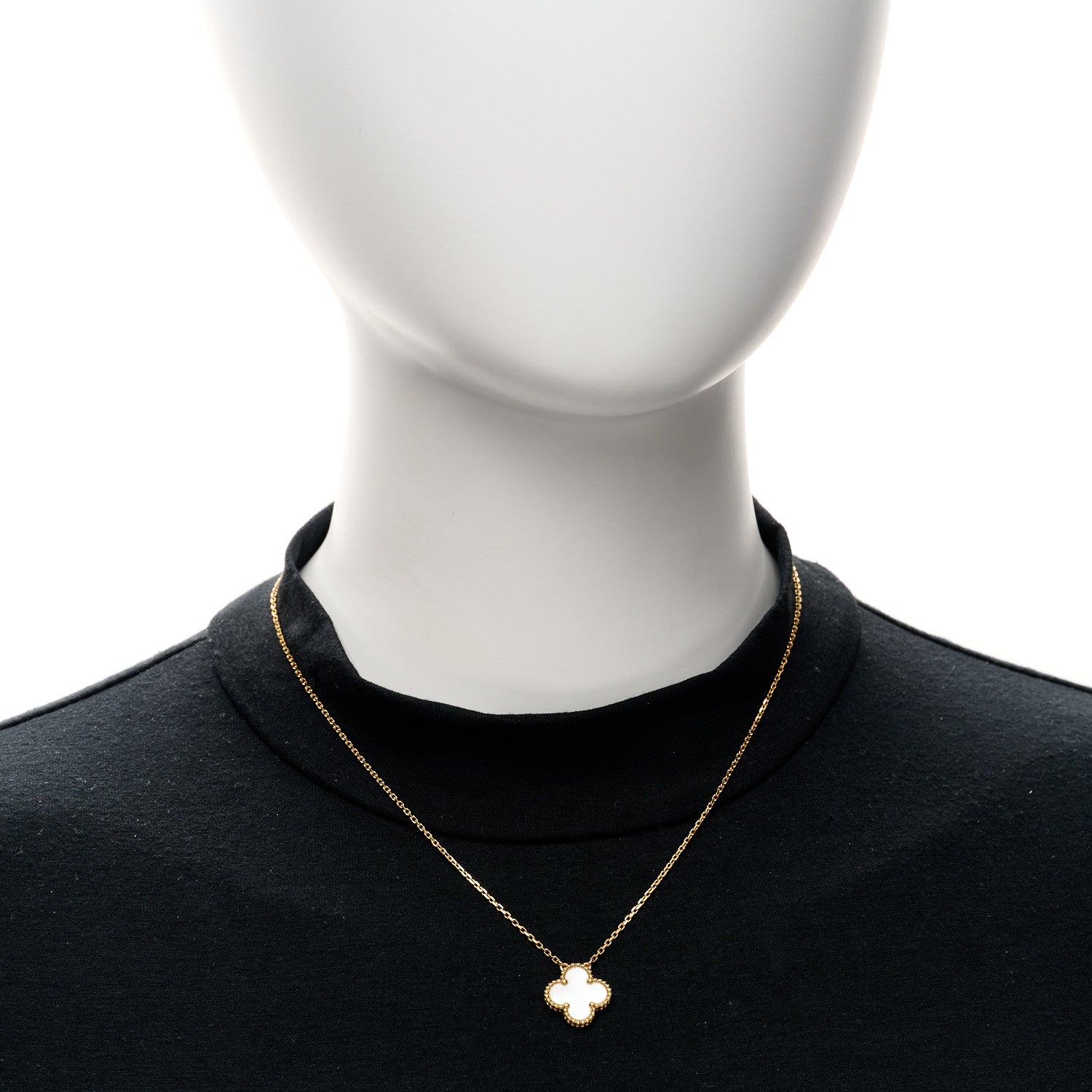Van Cleef & Arpels 18K Yellow Gold Mother of Pearl Vintage Alhambra Pendant Necklace 2 of 4