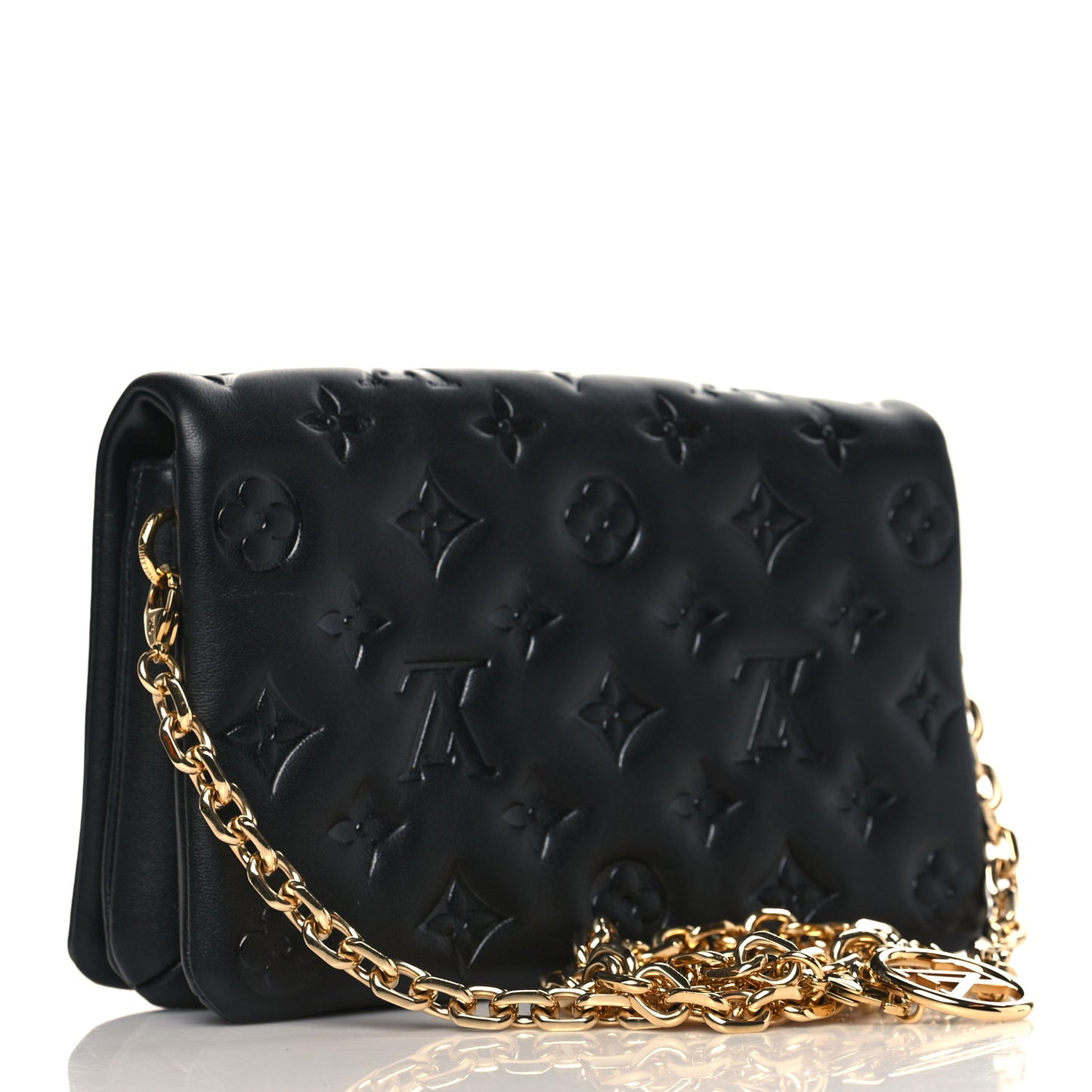 Lambskin Embossed Monogram Pochette Coussin Black
