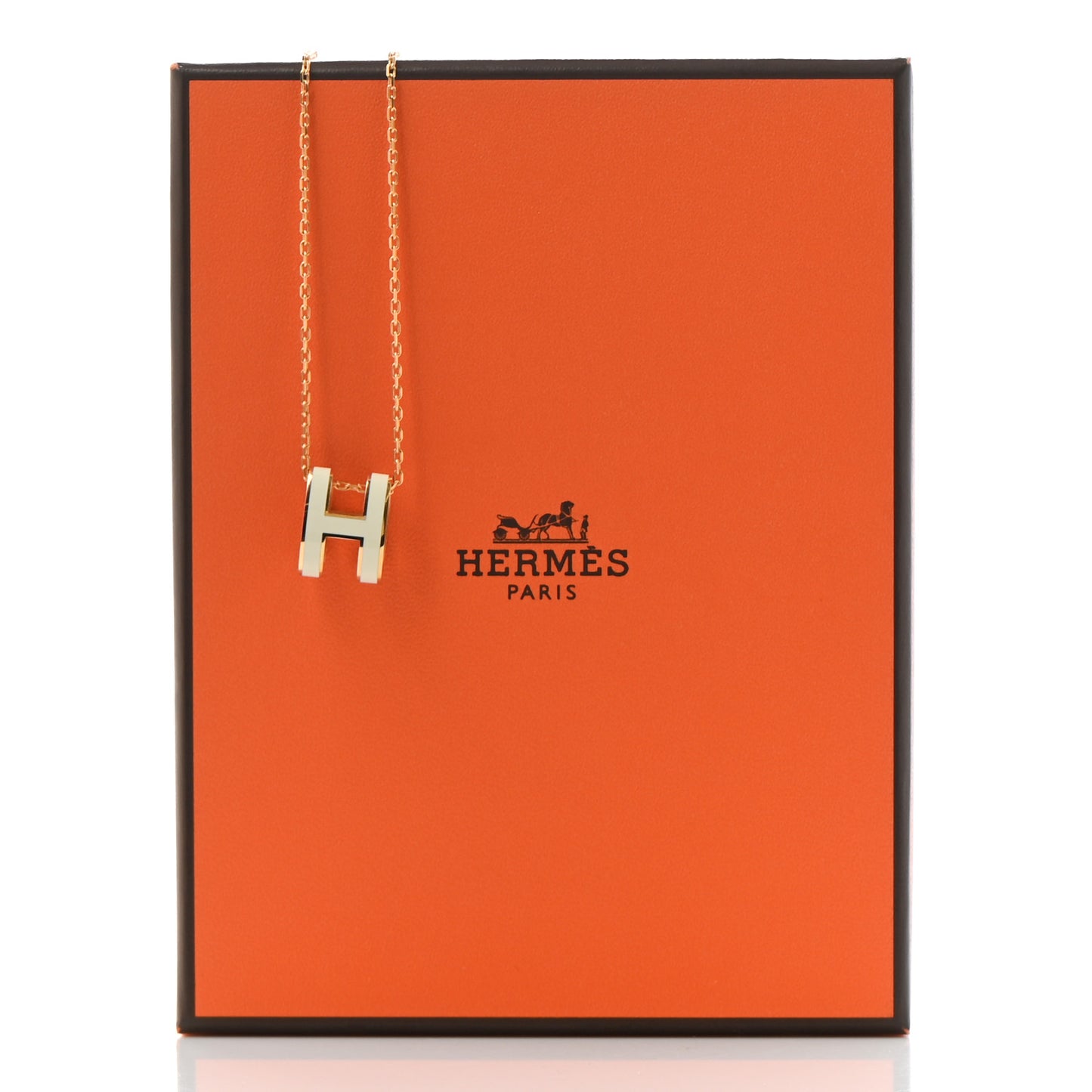 Lacquered Gold Pop H Pendant Necklace White
