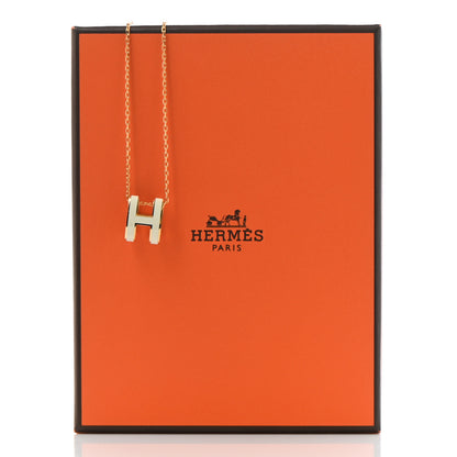 Hermes Lacquered Gold Pop H Pendant Necklace White 7 of 7