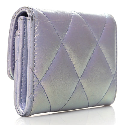 Chanel Iridescent Calfskin Quilted Chanel 19 Flap Card Holder Light Purple 3 of 14