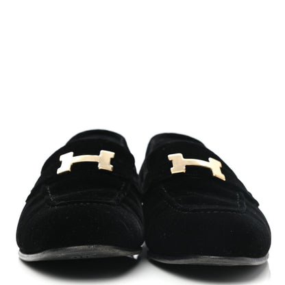 Hermes Velvet Womens Paris Loafers 40 Black 2 of 9