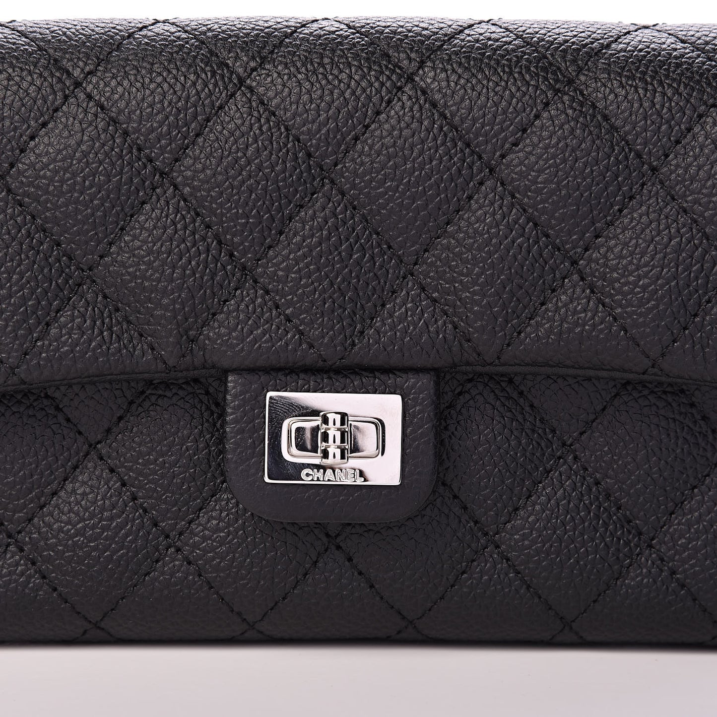 Grained Calfskin Quilted 2.55 Reissue Flap Belt Bag Clutch Black