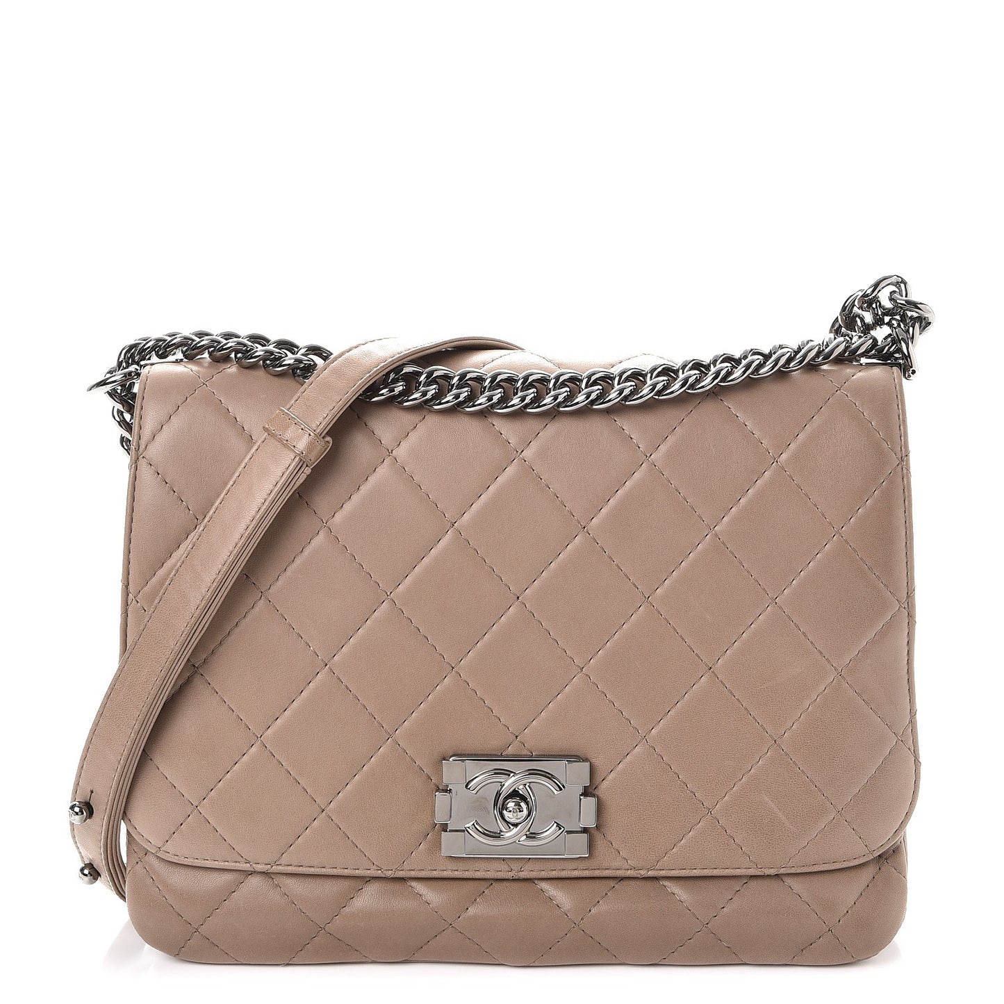 Lambskin Quilted Boy Messenger Beige