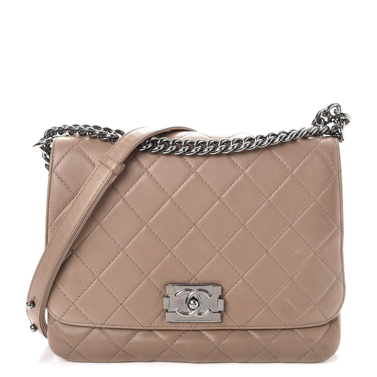 Chanel Lambskin Quilted Boy Messenger Beige 1 of 8