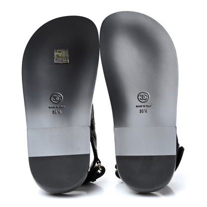 Chanel Grained Calfskin Velcro Dad Sandals 36.5 Black 5 of 8