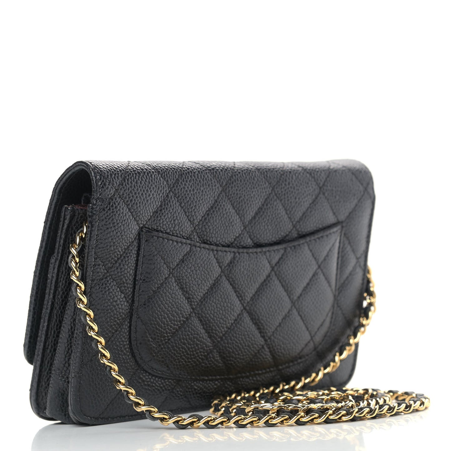 Caviar Quilted Wallet On Chain WOC Black