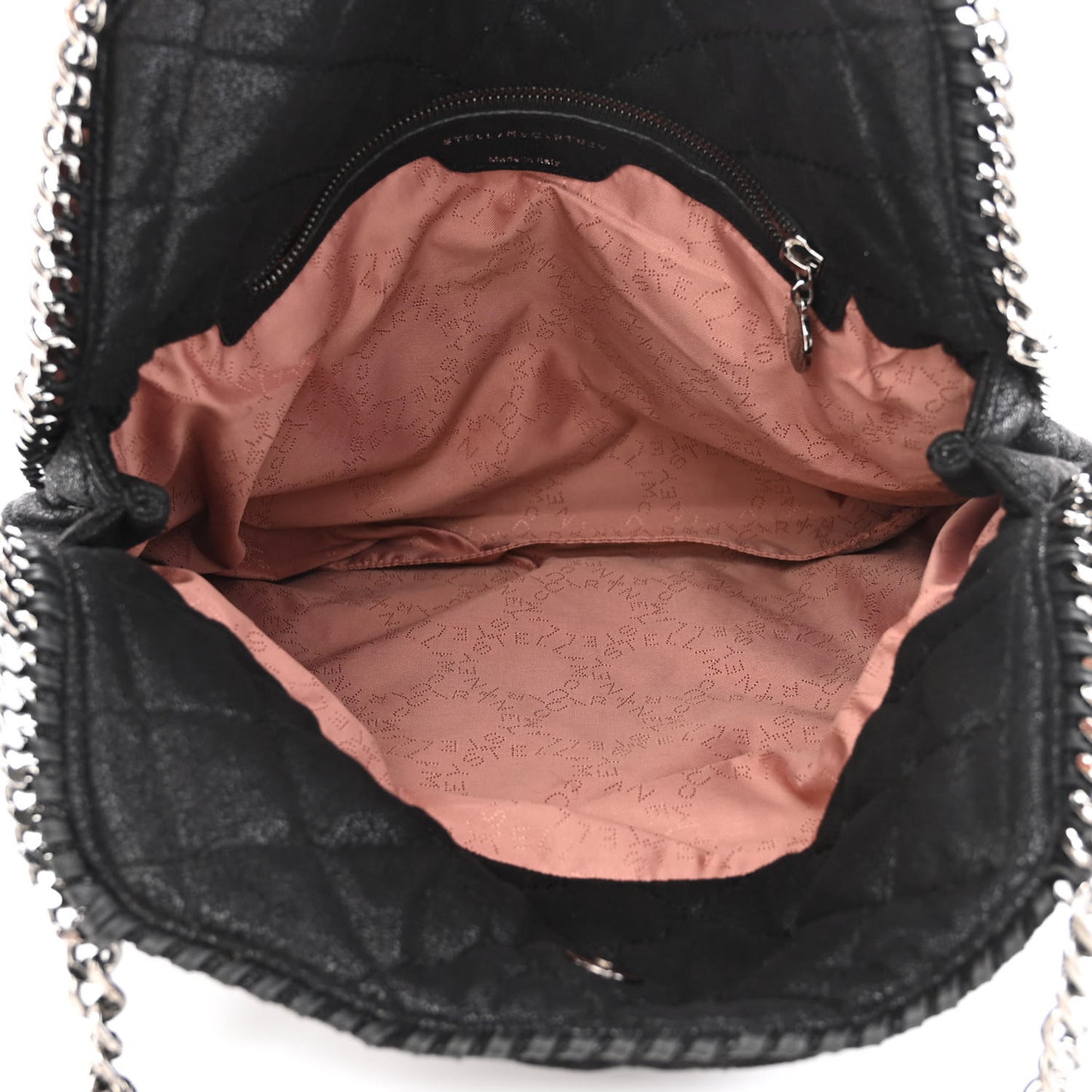 Metallic Shaggy Deer Quilted Small Falabella Tote Black