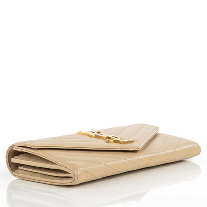 Saint Laurent Grain de Poudre Matelasse Chevron Monogram Wallet Powder 4 of 9